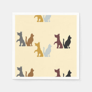 Serviette En Papier Chats et chiens colorés motif
