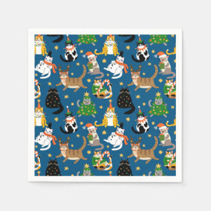Serviette En Papier Chats Festifs en Costumes de Noël Motif