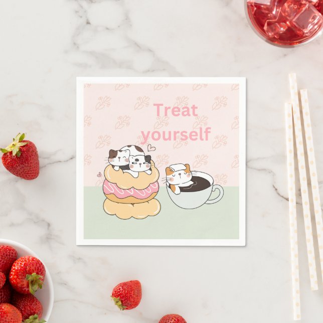 Serviette En Papier Chats gourmets (En situation)