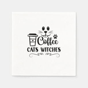 Serviette En Papier Chats Halloween sorcières de café Anniversaire
