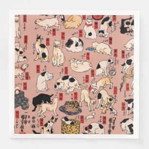 Serviette En Papier chats japonais Ukiyo-e Funny kitty