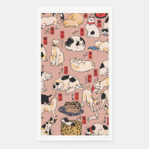 Serviette En Papier chats japonais Ukiyo-e Funny kitty