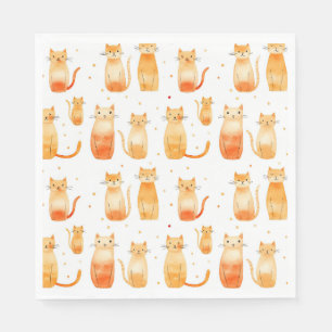 Serviette En Papier Chats Kitty Orange