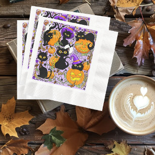 Serviette En Papier Chats noirs citrouille Halloween Candy