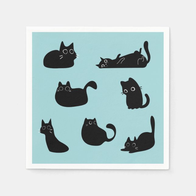 Serviette En Papier Chats noirs drôles (Devant)