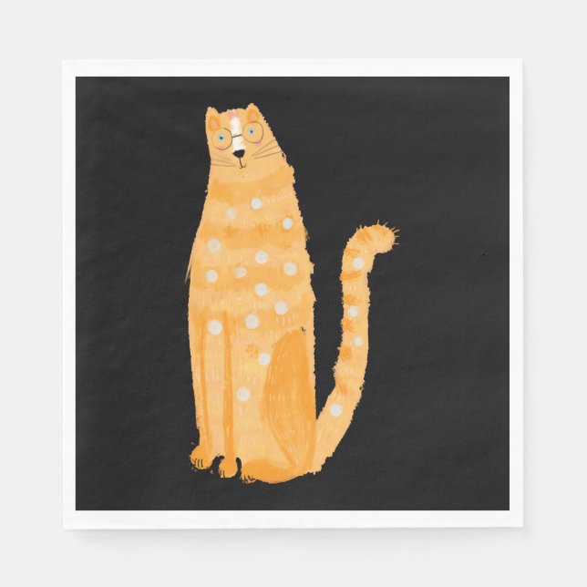 Serviette En Papier Chats Orange (Devant)