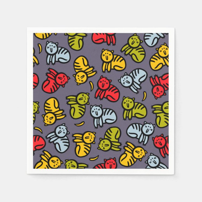 Serviette En Papier Chats plus bananes (Devant)