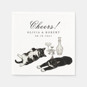 Serviette En Papier Chats smoking élégants Mariage Cocktail Vintage
