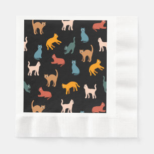 Serviette En Papier Chats sur le noir