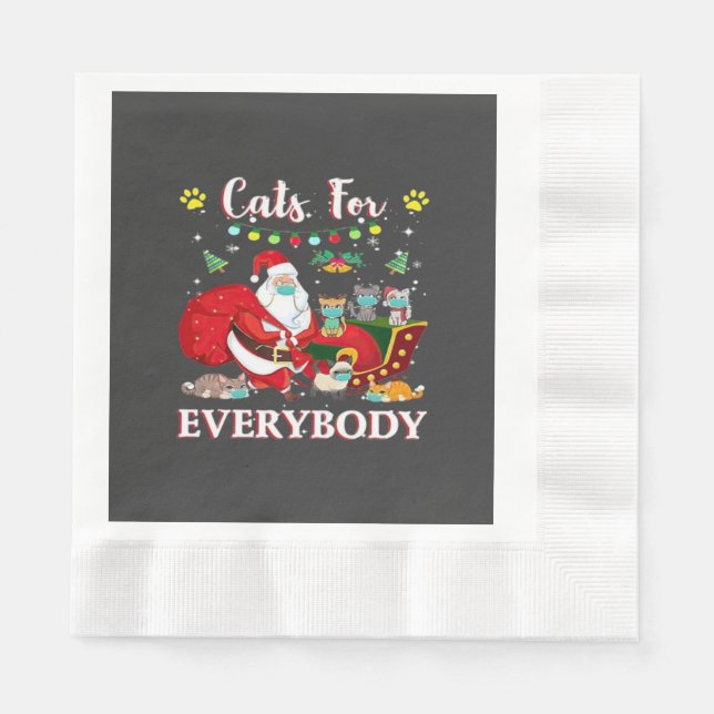 Serviette En Papier Chats Tous Noël (Devant)