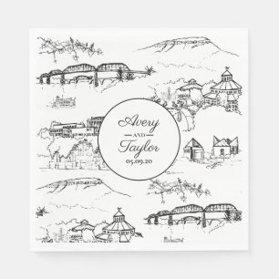 Serviette En Papier Chattanooga Toile Noir et Blanc Enterrement de Vie