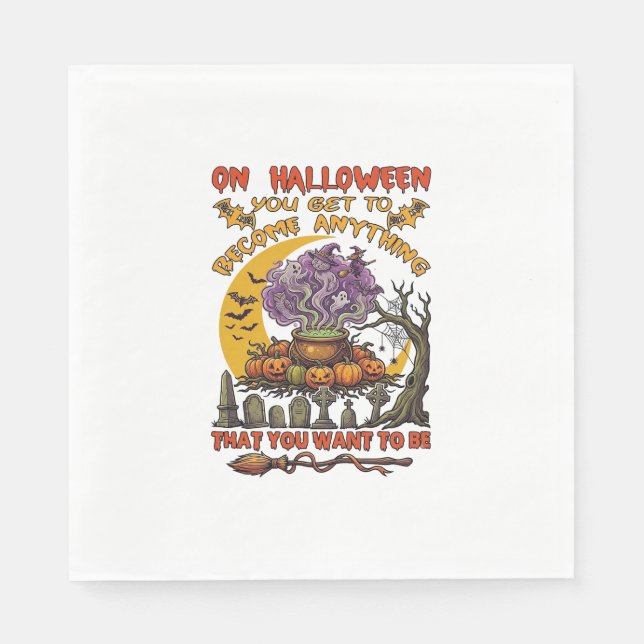 Serviette En Papier Chaudière de chat de fantôme de citrouille de Hall (Devant)