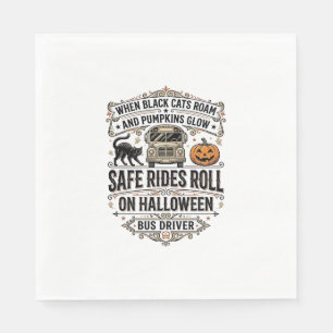 Serviette En Papier Chauffeur de Bus Halloween Gravure Vintage Épouvan