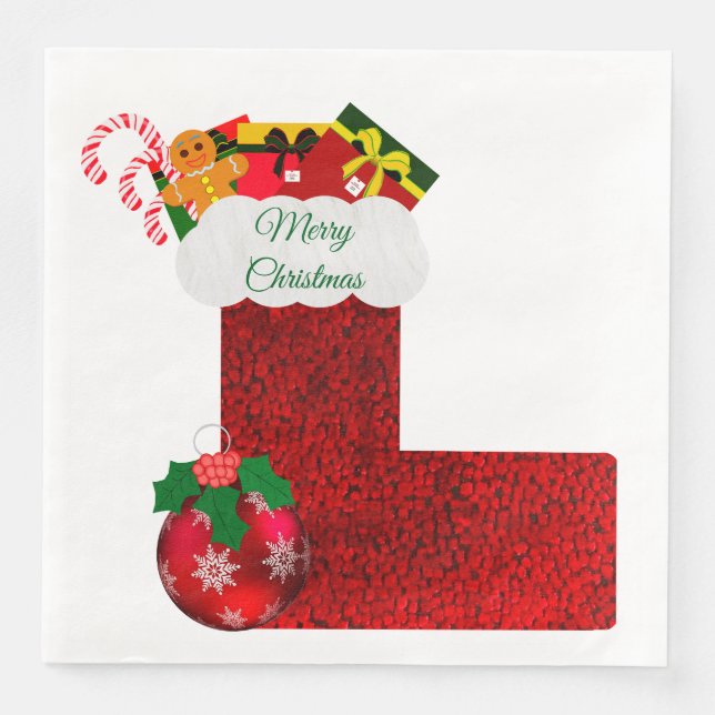 Serviette en papier Chaussette de Noël (Devant)