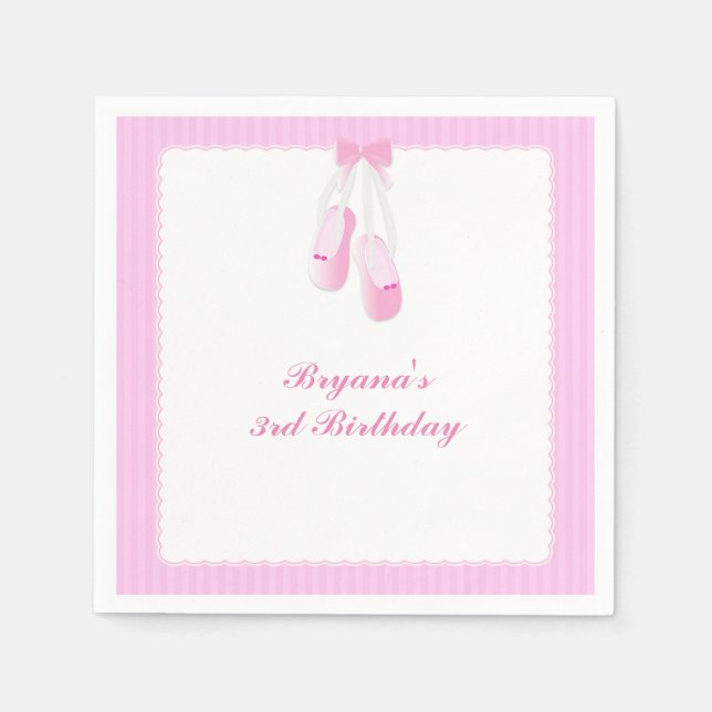 Serviette En Papier Chaussons Ballerina Pink Ballet Party (Devant)