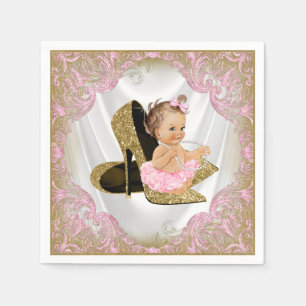 Serviette En Papier Chaussure à talon haut en or rose Perle Fille Baby
