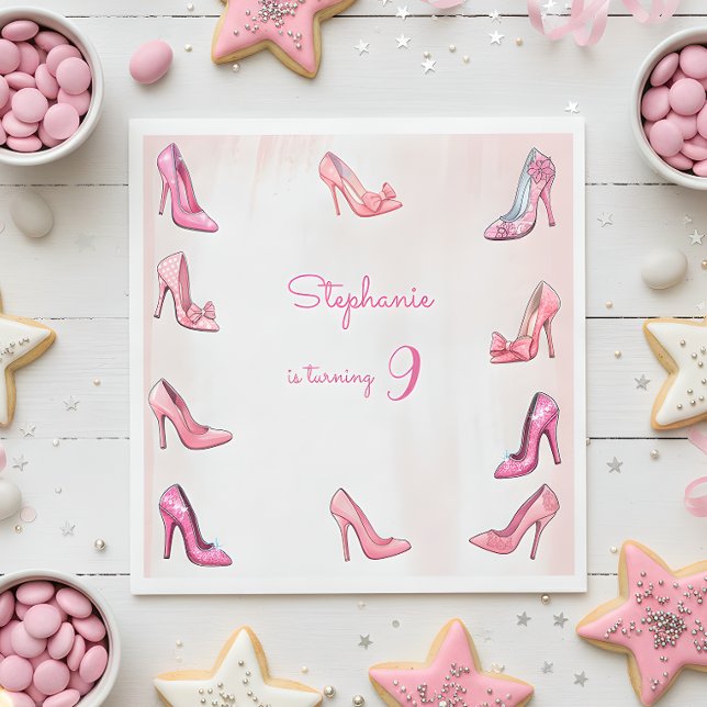 Serviette En Papier Chaussure à talon rose poupée fille fête d'anniver (Créateur téléchargé)