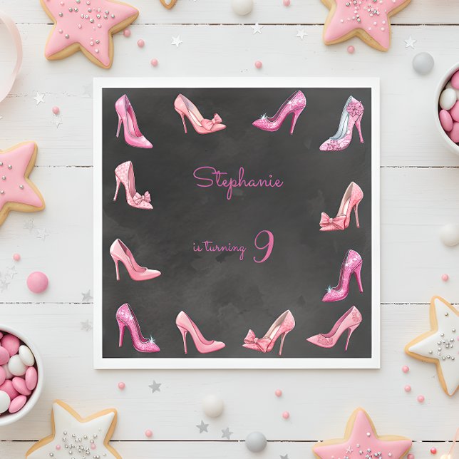 Serviette En Papier Chaussure à talon rose poupée fille fête d'anniver (Créateur téléchargé)