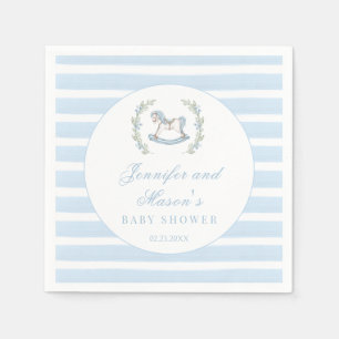 Serviette En Papier Chaussure en bois bleu boho bébé garçon douche