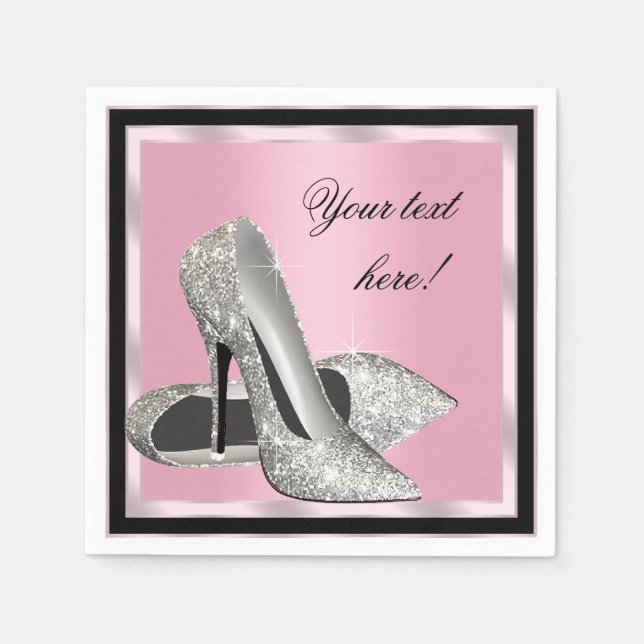 Serviette En Papier Chaussures à talons hauts roses (Devant)