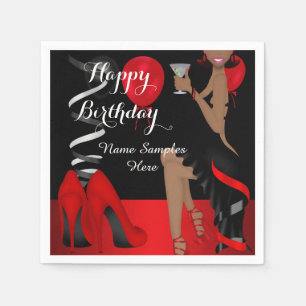 Serviette En Papier Chaussures à talons hauts rouge et noir pour fête 