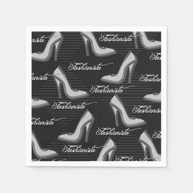 Serviette En Papier Chaussures blanches fashionista Motif serviettes (Devant)