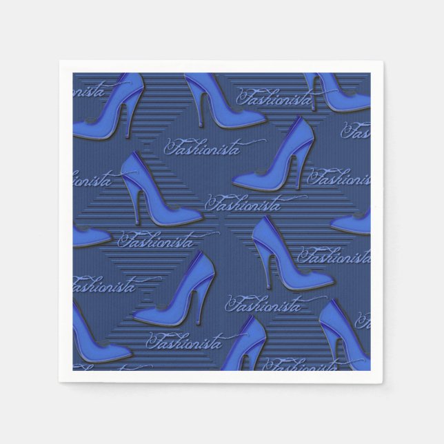 Serviette En Papier Chaussures bleu fashionista Motif serviettes (Devant)