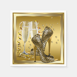 Serviette En Papier Chaussures de Champagne et talon