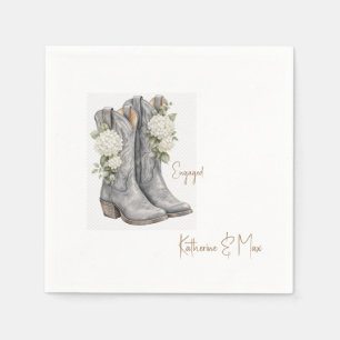 Serviette En Papier Chaussures de cowboy Hydrangea Fête de fiançailles