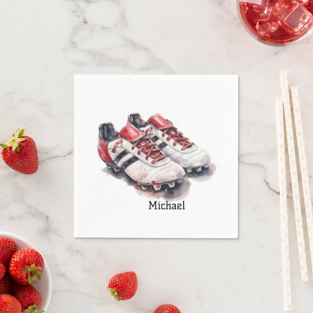 Serviette En Papier Chaussures d'entraîneur de joueur de football nom/ (En situation)