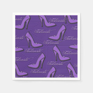 Serviette En Papier Chaussures Motifs fashionista violet serviettes