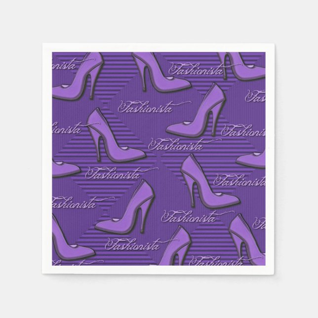 Serviette En Papier Chaussures Motifs fashionista violet serviettes (Devant)