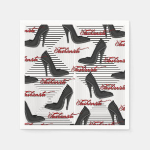 Serviette En Papier Chaussures noires fashionista Motif serviettes