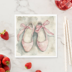 Serviette En Papier Chaussures plates de ballet à ruban rose pastel vi