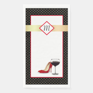 Serviette En Papier Chaussures Rouges Et Vin Rouge