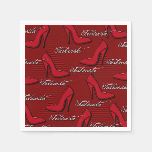 Serviette En Papier Chaussures rouges fashionista Motif serviettes (Devant)