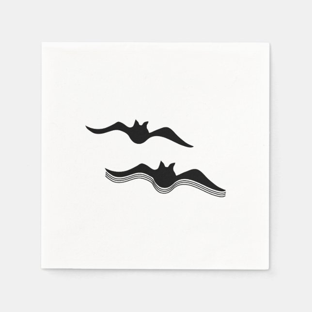 Serviette En Papier Chauves-souris d'Halloween, Noir (Devant)