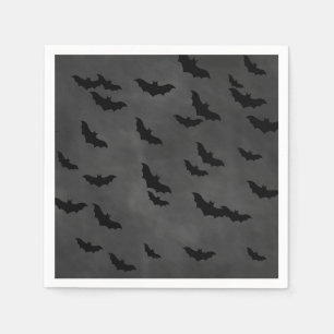 Serviette En Papier Chauves-souris d'Halloween sur Chalkboard Napkin