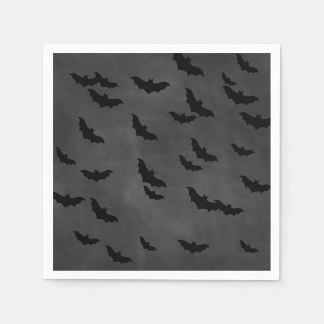 Serviette En Papier Chauves-souris d'Halloween sur Chalkboard Napkin (Devant)