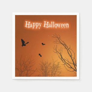 Serviette En Papier Chauves-souris et arbres d'Halloween