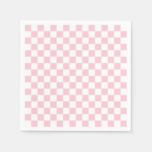 Serviette En Papier Check Baby Pink And White Checkerboard