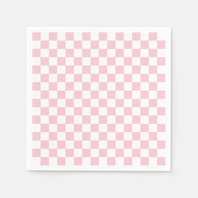 Serviette En Papier Check Baby Pink And White Checkerboard (Devant)
