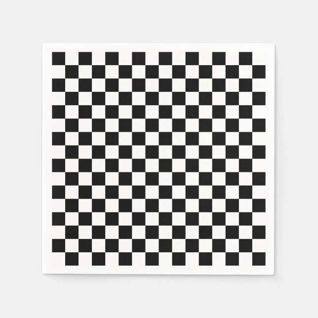 Serviette En Papier Check Black White Checkered Pattern (Devant)