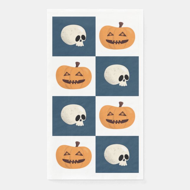 Serviette En Papier Checks de Skulls et Pumkins (Devant)