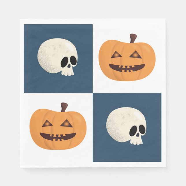 Serviette En Papier Checks de Skulls et Pumkins (Devant)