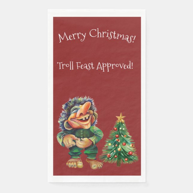 Serviette En Papier Cheeky Christmas Troll et Tree Delight (Devant)