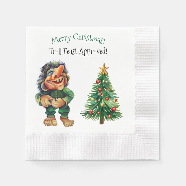 Serviette En Papier Cheeky Christmas Troll et Tree Delight (Devant)