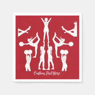 Serviette En Papier Cheeréminent Rouge Blanc Cheerleaders Personnalisé
