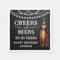Cheers and Beers 30th Birthday Paper Napkin