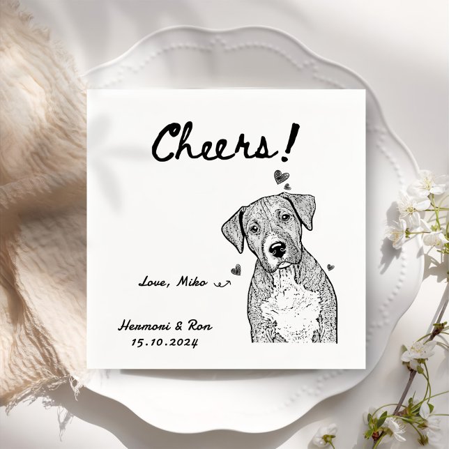 Serviette En Papier Cheers attirés Chien personnalisé Simple Mariage (Créateur téléchargé)